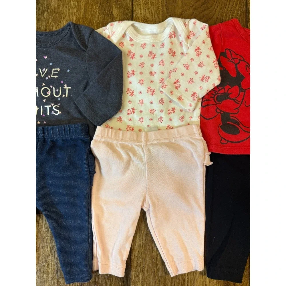Baby Girl Clothes 0/3 Months Pants Bodysuits Shirts Outfits L/S Lot Minnie Mouse